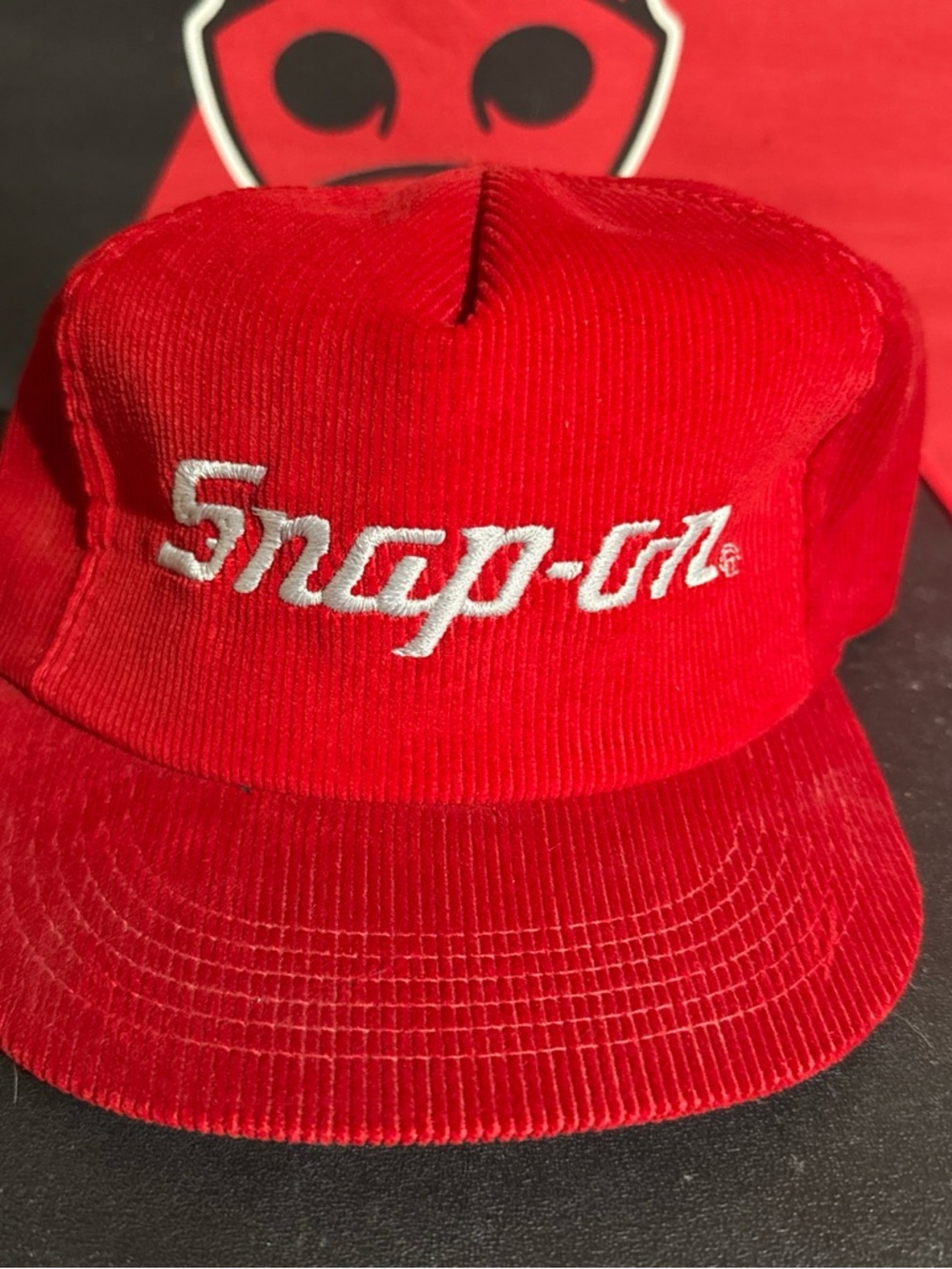 Vintage 80’s 90’s Snap-On Tools K-Brand Red Corduroy SnapBack Hat Made In USA